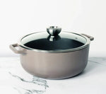 Meyer 26cm Cast Iron Sauteuse with glass lid, Enamel Finish, grey