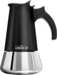 London Sip Stainless Steel Espresso Maker 10-cup, Black