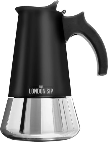 London Sip Stainless Steel Espresso Maker 10-cup, Black