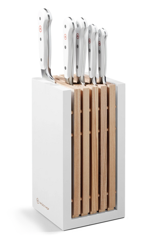 Classic White - 6 pcs. Designer Knife Block Set (Santoku)