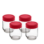 CUISIPRO - Leak-Proof Glass Jars 4pc/Set 5.25"/13.3cm160ml/5.4oz Red